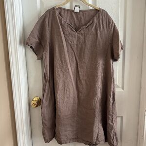 Match Point women’s large linen Chocolate Brown dress with pockets